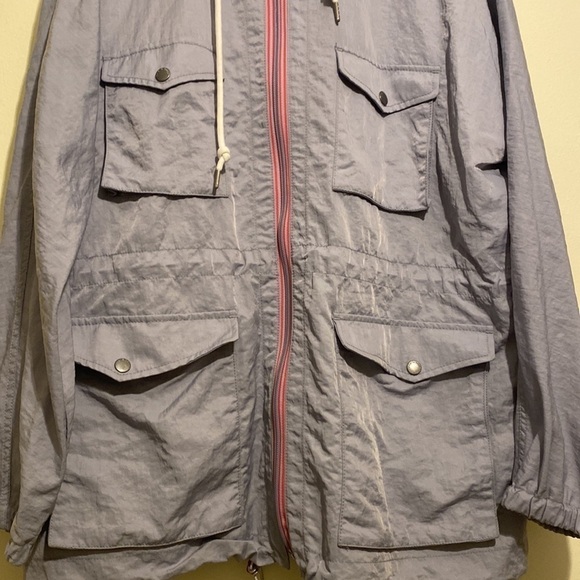 Rag & Bone blue gray light rain jacket with hood and pockets. Size L - Picture 4 of 11